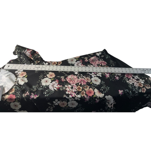 Bryn Walker Women's Medium Floral Asymmetrical Hem Tunic Dress Black Pink New - Picture 6 of 8